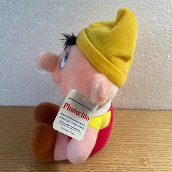 Vintage Disney Pinocchio Plush Stuffed Animal 8” Walt Disney Productions w Tags - Picture 2 of 10